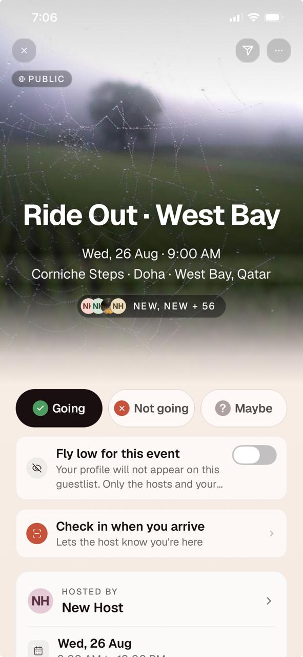 Events screen