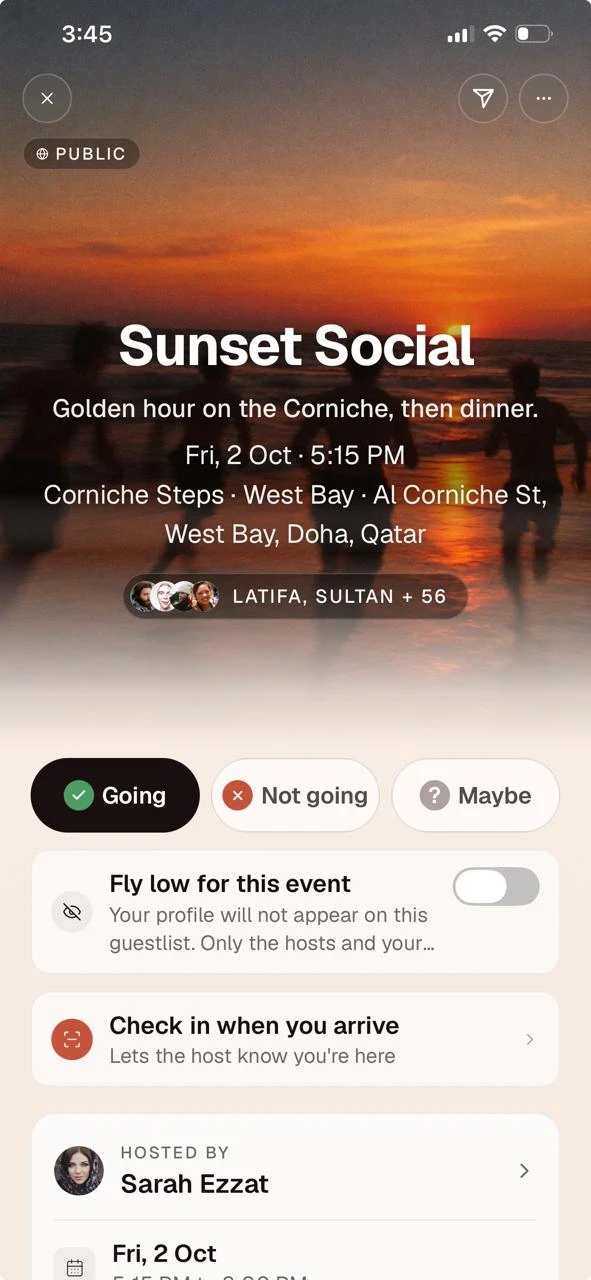 Events screen