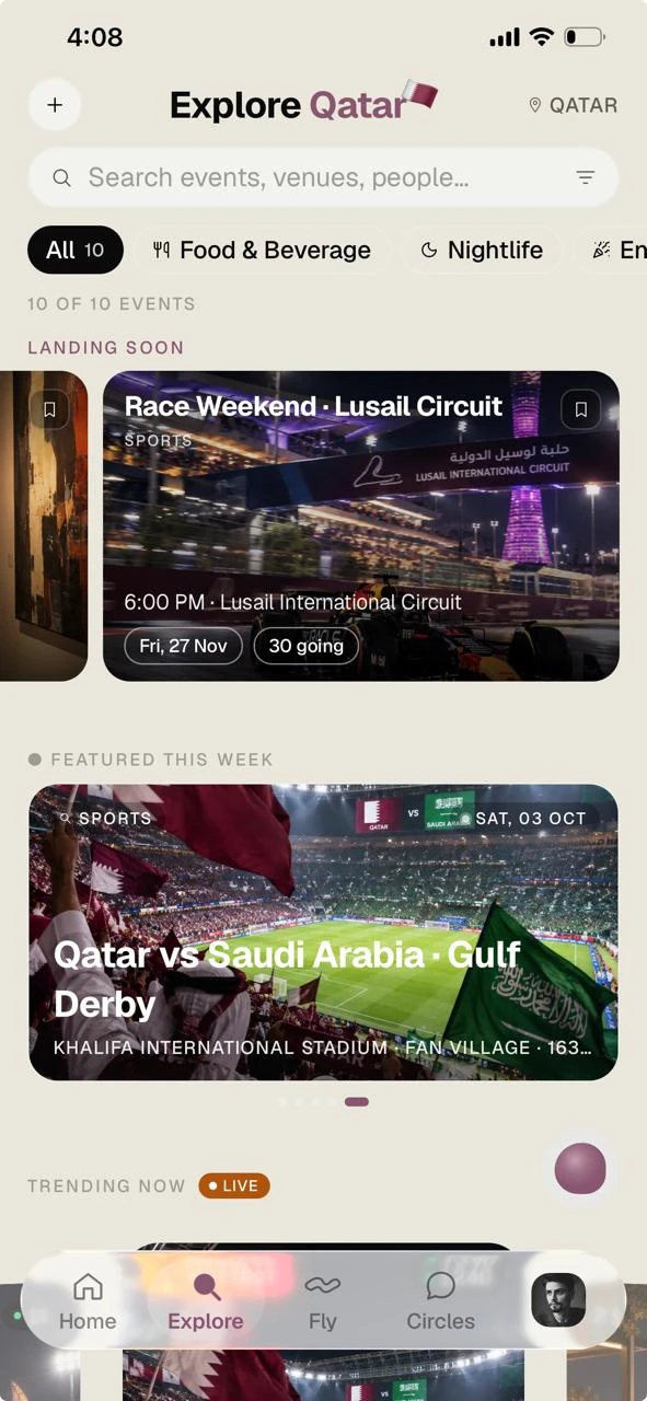 Explore screen